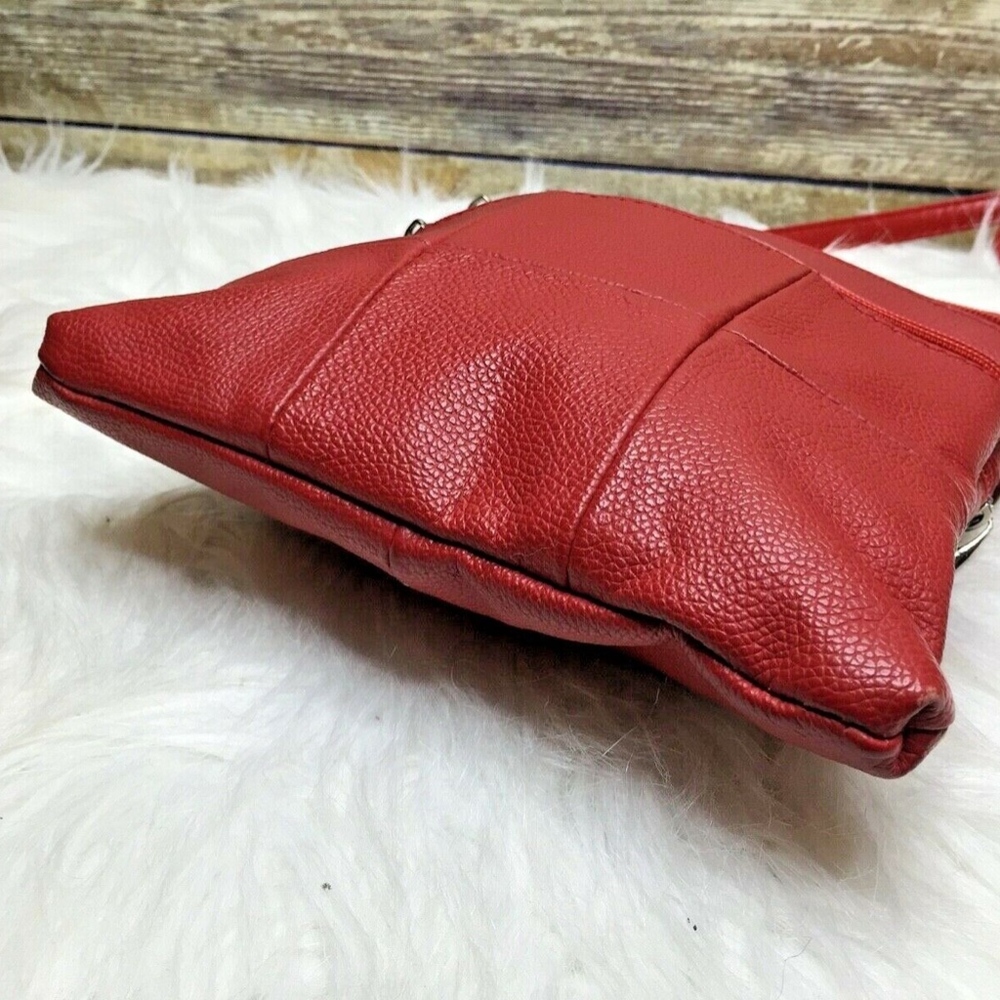 Red Pebbled Leather Patchwork Style Crossbody - image 6